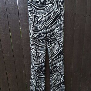 Zara Mod Marble Swirl Knit Pants S High Waist Slight Flare leg